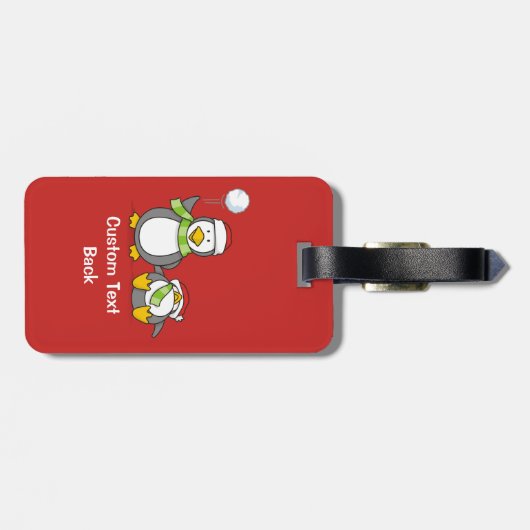 Weihnachts-Snowballpinguine Gepäckanhänger (Rückseite horizontal)