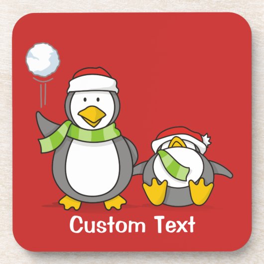 Weihnachts-Snowballpinguine Getränkeuntersetzer (Vorderseite)