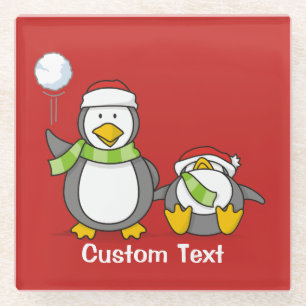 Weihnachts-Snowballpinguine Glasuntersetzer