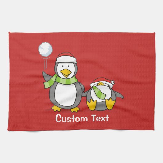 Weihnachts-Snowballpinguine Handtuch (Horizontal)