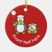 Weihnachts-Snowballpinguine Keramikornament (Vorne)