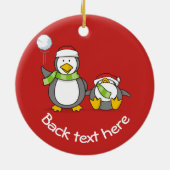 Weihnachts-Snowballpinguine Keramikornament (Hinten)