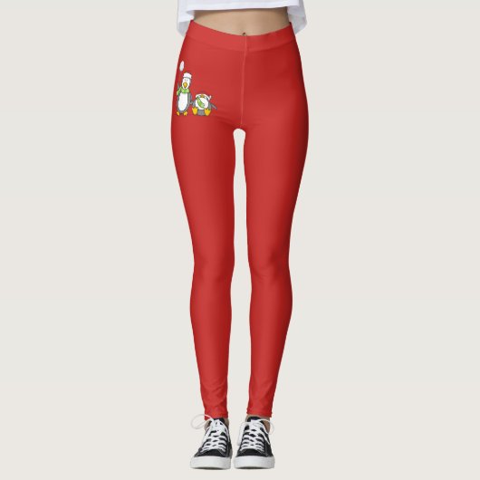 Weihnachts-Snowballpinguine Leggings (Vorderseite)