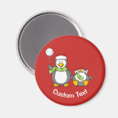 Weihnachts-Snowballpinguine Magnet (Vorderseite/Rückseite)