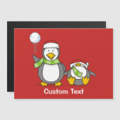 Weihnachts-Snowballpinguine Magnetkarte (Vorne/Hinten)