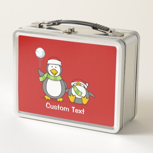 Weihnachts-Snowballpinguine Metall Lunch Box (Vorderseite)