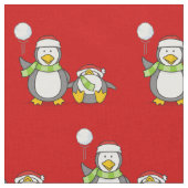 Weihnachts Snowballpinguine Pattern Stoff (Nahaufnahme)