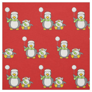 Weihnachts Snowballpinguine Pattern Stoff