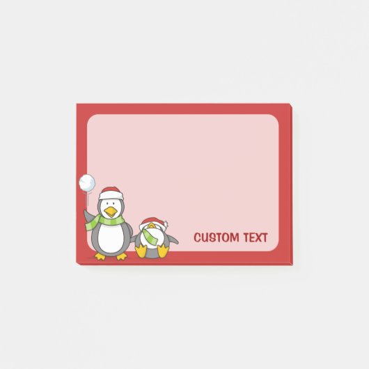 Weihnachts-Snowballpinguine Post-it Klebezettel (Vorderseite)