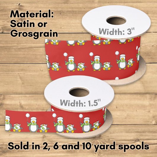 Weihnachts-Snowballpinguine Satinband