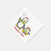 Weihnachts-Snowballpinguine Serviette (Ecke)