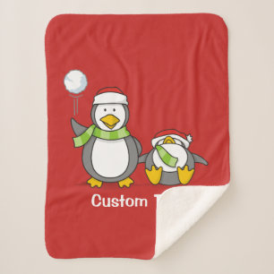 Weihnachts-Snowballpinguine Sherpadecke