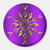 Weihnachts-Snowflake aus Gold zu Lila Weihnachten Magnet (Vorne)