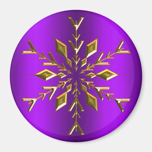 Weihnachts-Snowflake aus Gold zu Lila Weihnachten Magnet (Vorne)