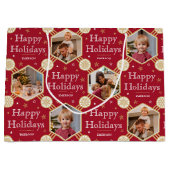 Weihnachts-Snowflake Foto Classic Deep Red Große Geschenktüte (Vorderseite)