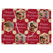 Weihnachts-Snowflake Foto Classic Deep Red Große Geschenktüte (Rückseite)