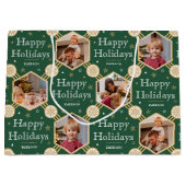 Weihnachts-Snowflake Foto Classic Green Große Geschenktüte (Vorderseite)