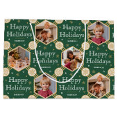 Weihnachts-Snowflake Foto Classic Green Große Geschenktüte (Rückseite)