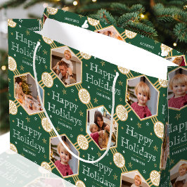 Weihnachts-Snowflake Foto Classic Green Große Geschenktüte