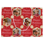 Weihnachts-Snowflake Foto Traditionelles Rotes Große Geschenktüte (Rückseite)