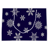 Weihnachts Snowflake Holiday Navy Blau Große Geschenktüte (Vorderseite)