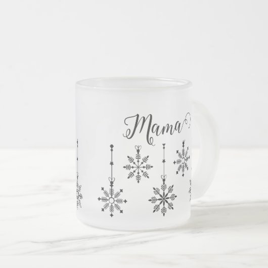 Weihnachts-Snowflake Mama - bearbeitbare Mattierte Mattglastasse (VorderseiteRechts)