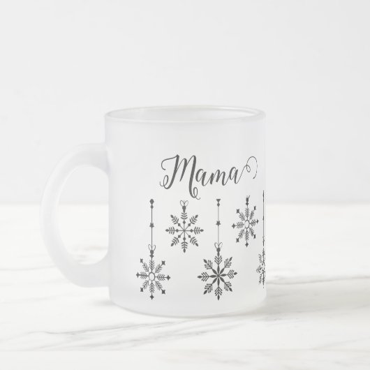 Weihnachts-Snowflake Mama - bearbeitbare Mattierte Mattglastasse (Links)