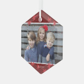 Weihnachts Snowflake Sternexplosion Foto Ornament (Vorderseite Links)