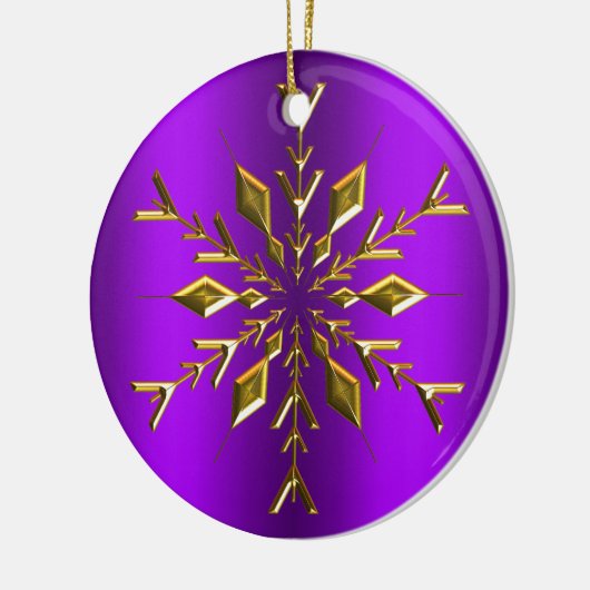 Weihnachts-Snowflakes Lila Weihnachten Keramik Ornament (Links)