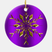 Weihnachts-Snowflakes Lila Weihnachten Keramik Ornament (Hinten)