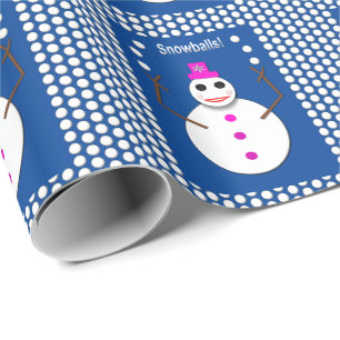 Weihnachts-Snowlady Jugging Snowballs Funny Geschenkpapier