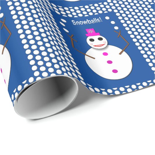 Weihnachts-Snowlady Jugging Snowballs Funny Geschenkpapier (Rolleneckpunkt)