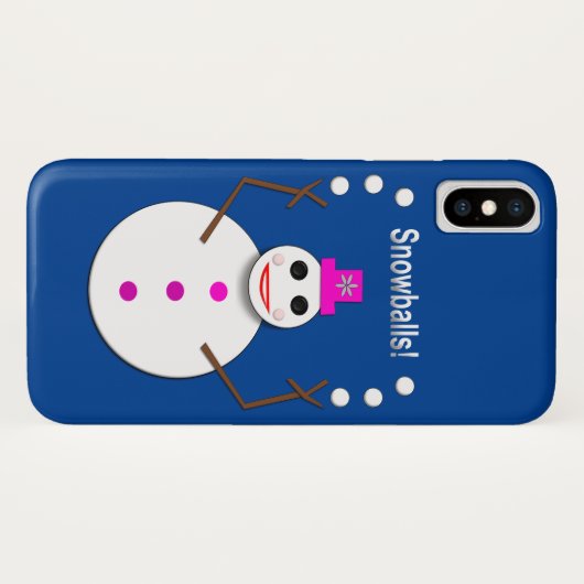 Weihnachts-Snowlady Juggling Snowballs Funny Case-Mate iPhone Hülle (Rückseite (Horizontal))