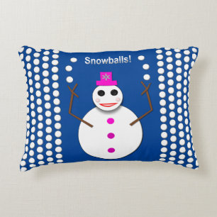 Weihnachts-Snowlady Juggling Snowballs Funny Dekokissen