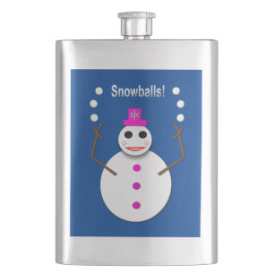 Weihnachts-Snowlady Juggling Snowballs Funny Flachmann