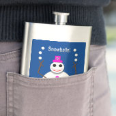 Weihnachts-Snowlady Juggling Snowballs Funny Flachmann (Beispiel)