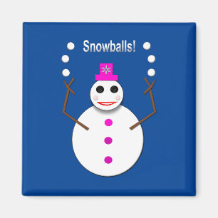 Weihnachts-Snowlady Juggling Snowballs Funny Magnet