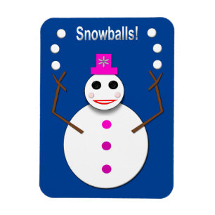 Weihnachts-Snowlady Juggling Snowballs Funny Magnet