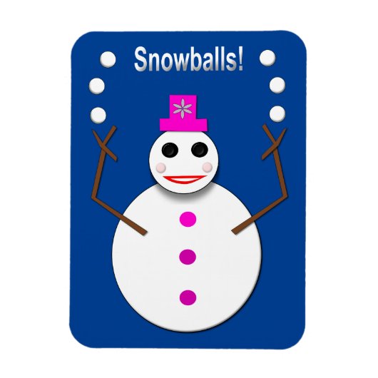 Weihnachts-Snowlady Juggling Snowballs Funny Magnet (Vertikal)