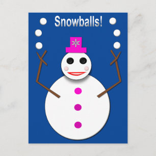 Weihnachts-Snowlady Juggling Snowballs Funny Postkarte