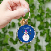 Weihnachts-Snowlady Juggling Snowballs Funny Schlüsselanhänger (Hand)