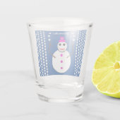 Weihnachts-Snowlady Juggling Snowballs Funny Schnapsglas (Rückseite)