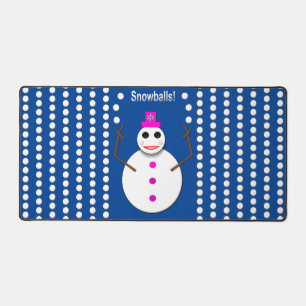 Weihnachts-Snowlady Juggling Snowballs Funny Schreibtischunterlage