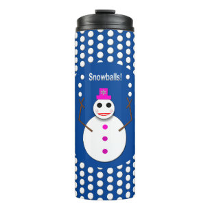Weihnachts-Snowlady Juggling Snowballs Funny Thermosbecher