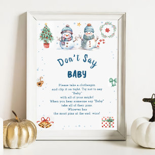 Weihnachts-Snowma"Don't Say Baby" Baby Shower Game Poster