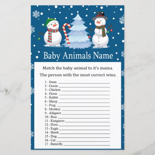 Weihnachts Snowman Baby Animes Name Spiel (Vorderseite)