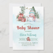 Weihnachts-Snowman-Baby-Dusche Party Einladung (Vorderseite)
