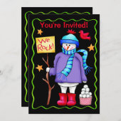 Weihnachts-Snowman Black Party Einladung (Vorne/Hinten)