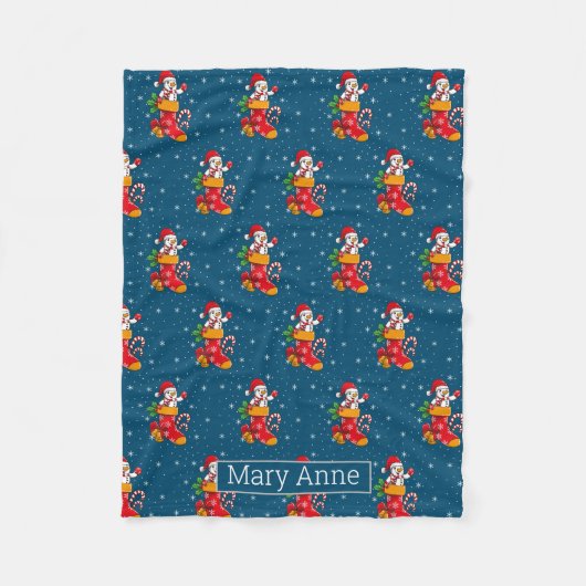 Weihnachts Snowman Candy Cane Pattern Snowflakes Fleecedecke (Vorderseite)