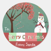 Weihnachts-Snowman Candy Cane Tree Geschenkartikel Runder Aufkleber (Vorderseite)